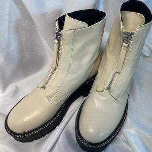 H&M Chucky beige Boots With Front Zipper Size 8.5